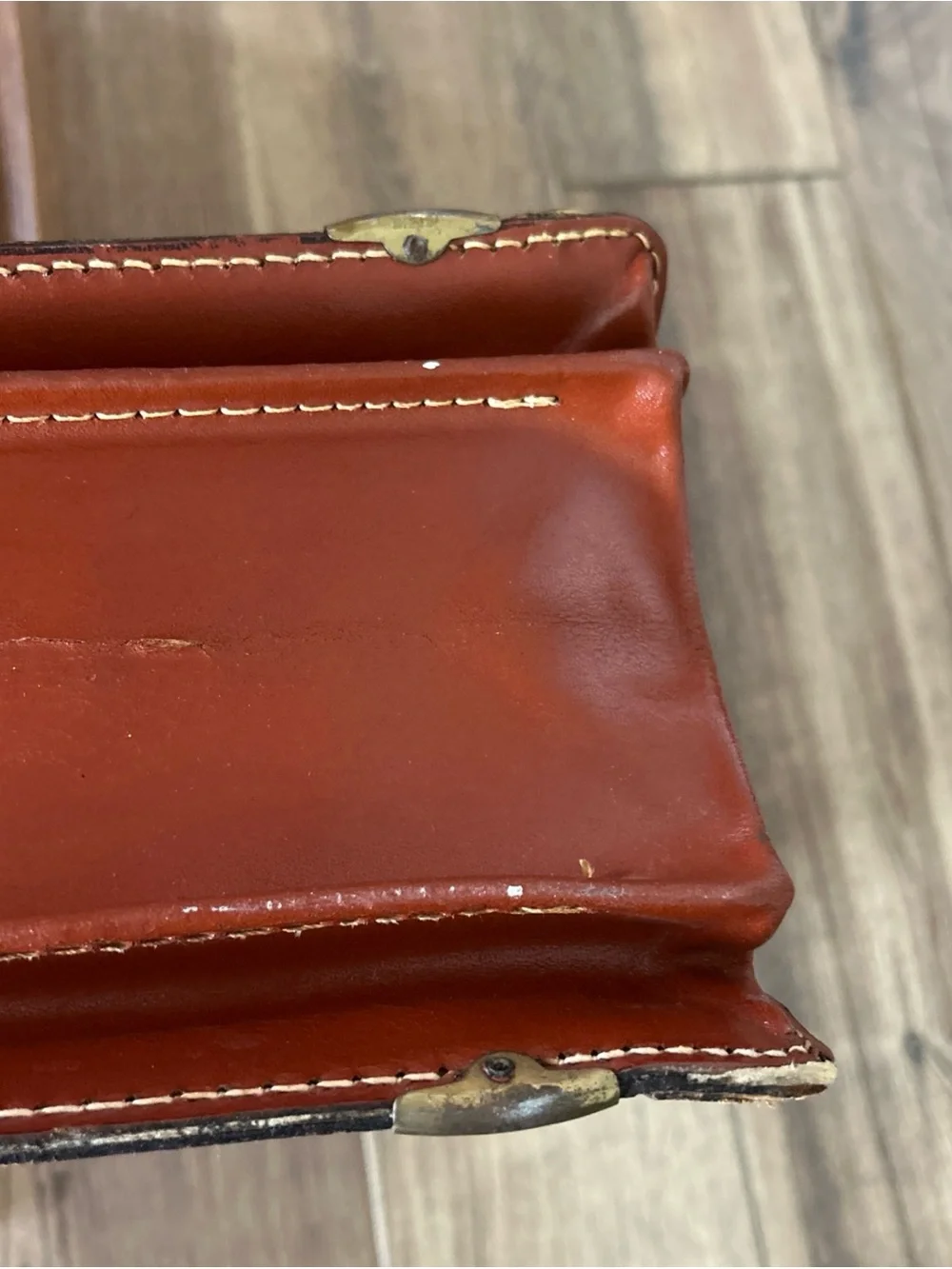 VINTAGE Genuine Deep Cowhide Leather Military Style Briefcase 1960’s Mid Century